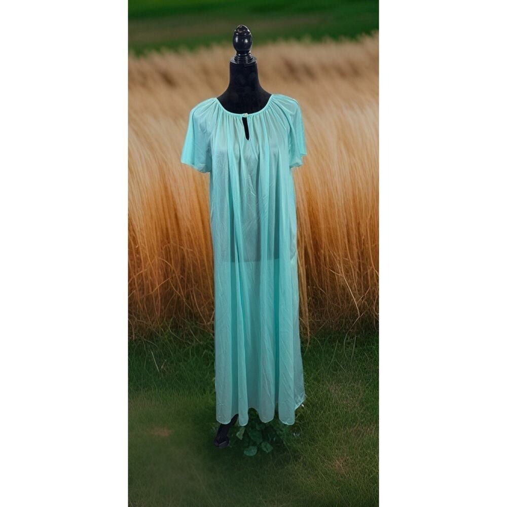 Vintage Sears Sheer Blue Nightgown One Size Cottagecore Grannycore